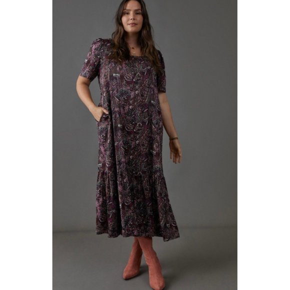 NWT Anthropologie Lisabetta Maxi Dress Purple Paisley Extra Small XS - Picture 14 of 14